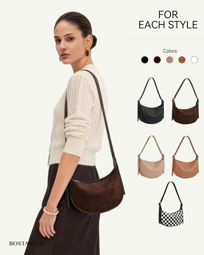 Bostanten Purses for Women Small Crossbody Bags Crescent Shoulder Bag Hobo Handbag with Adjustable Strap - Image 5